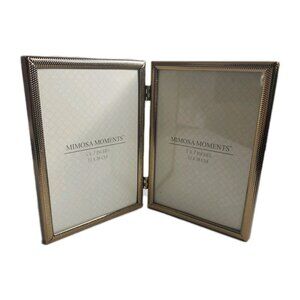 MIMOSA MOMENTS Brass Metal Double Picture Frame 5x7
